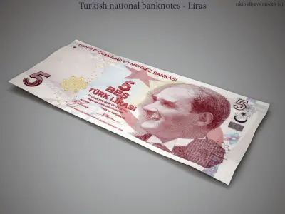 Turkish-Liras turkish national banknote 3D model
