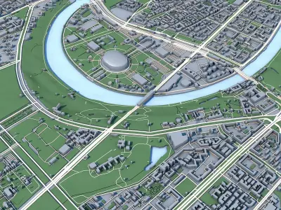 Part of Moscow City Russia 3D model