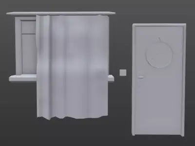 Door and window Free low-poly 3D model
