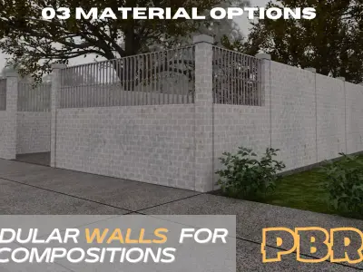 MODULAR WALLS  FOR 3D COMPOSITIONS  Low-poly 3D model