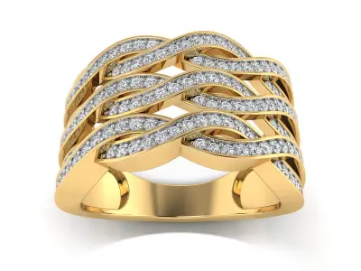 Light Weight Rose Gold Diamond Ring  -R-3922 3D print model