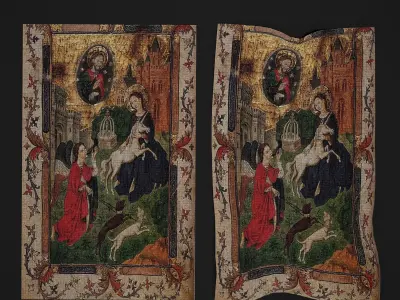 Madonna and Unicorn Tapestry Low-poly 3D model