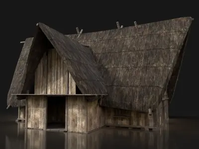 Next Gen AAA THATCHED FANTASY MEDIEVAL WOODEN FOREST COTTAGE HUT Low-poly 3D model