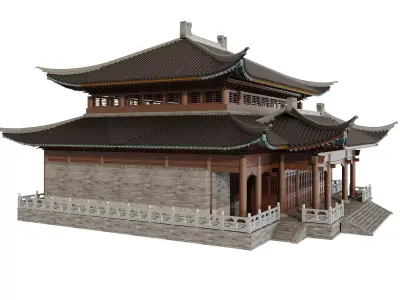 Japan Temple Hall 3D model