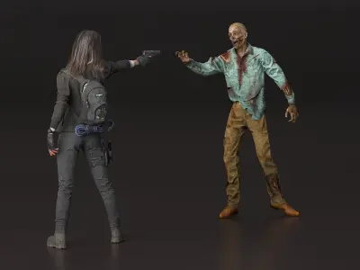  Survivor Girl Against Zombie 