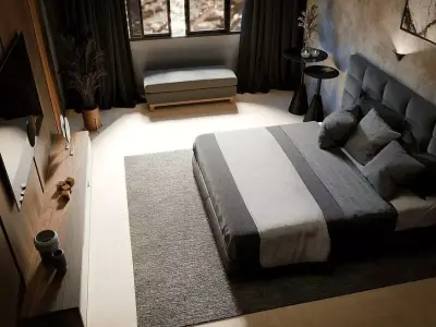 Minimal Cozy Bedroom interior scene  3D model