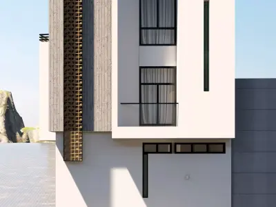 Modern Hillside Residence 612 Sqft 3D Model With Full Drawings Low-poly 3D model