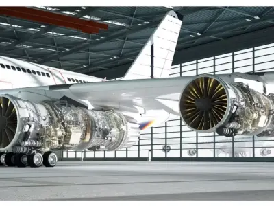 Civil aircraft and their turbofan engines 3D model