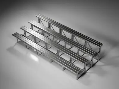 Bleachers set of metal 3D model