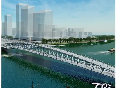 PEDESTRIAN RIVER BRIDGE 3D model