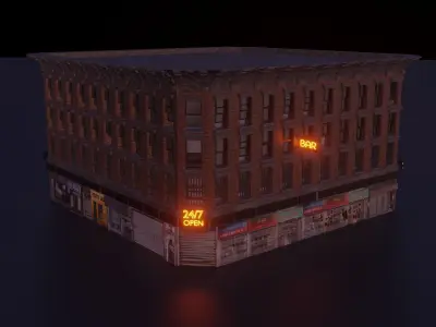  Detailed Building  Low-poly 3D model