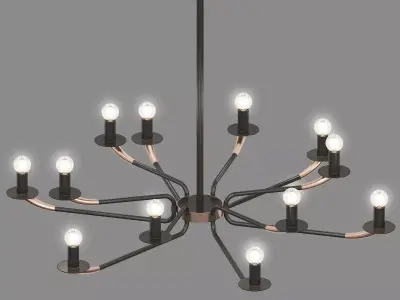 OLIMPO chandelier with eight lights and metal frame 3D model
