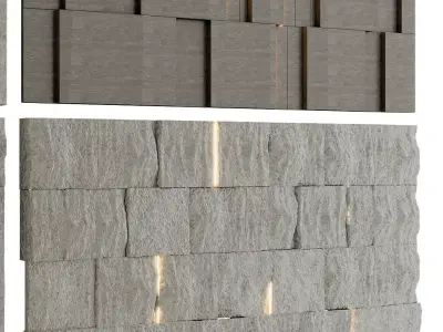 3D model of outdoor stone background wall 3D model