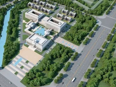 Modern Civic Campus 3D model