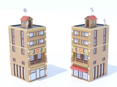 Italian Building number 2 Lowpoly Low-poly 3D model