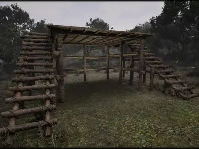 Wooden Stage Low-poly 3D model