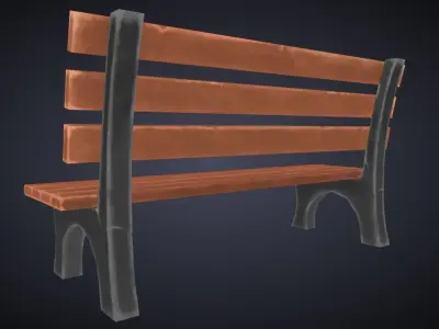 Bench Handpaint Low-poly 3D model