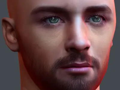 Male head Realistic Perfect Head Low-poly 3D model game ready Low-poly 3D model