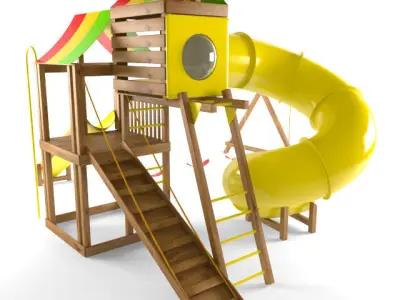 Wooden Game - Playground 3D model