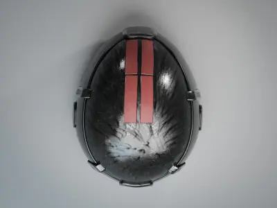 Futuristic Tactical Helmet with Red Stripes 3D Model Low-poly 3D model