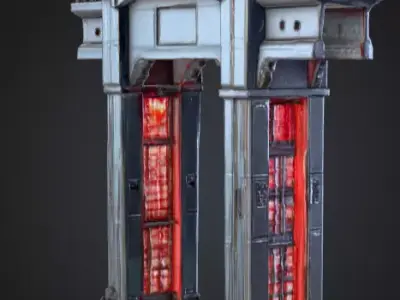 Cyberpunk Megastructure Bridge Low-poly 3D model