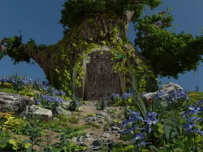 Forest Glade Tree - woodland Environment green area  3D model