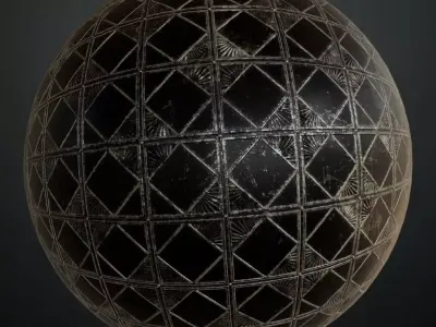 Art Deco Obsidian Diamond Panels PBR Seamless Texture