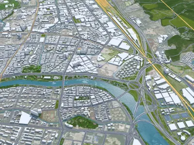 Fuzhou Fujian China 80km AI Low-poly 3D model