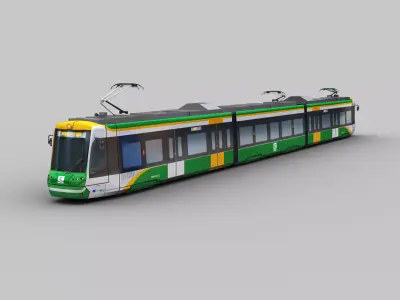 Low Poly Tram 16 Low-poly 3D model