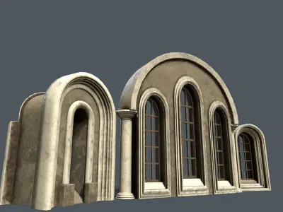Medieval Window Set  Low-poly 3D model