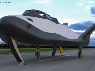  Compact Winged Space Transport White Black with Interior Rigged for Cinema 4D 