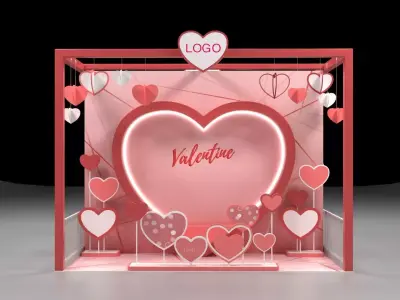 Valentine Photobooth Double-Sided Heart Love 3D model