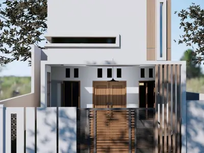  Modern Minimalist Box House 3D Render 3D model