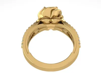 Ring483 gold engagement ring with diamonds 3D print model
