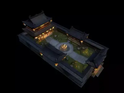   quadrangle courtyard  3D model