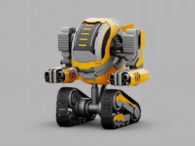 Combat robot rigged character 3D model
