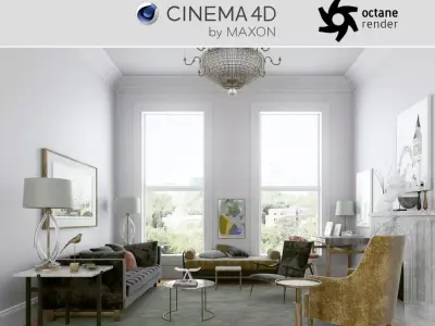 Octane - C4D Scene files - Living Room Interior 3D model