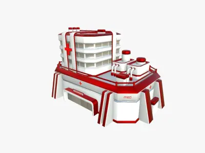 SciFi Hospital A05 Red - Sci Fi Exterior Design Low-poly 3D model
