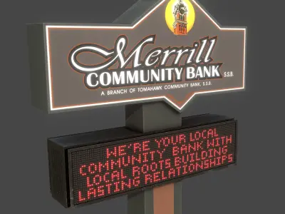 Bank Sign Low-poly 3D model