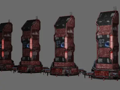 SciFi Cyberpunk Building 02 Low-poly 3D model