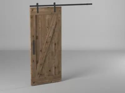 Wooden Sliding Door 3D model