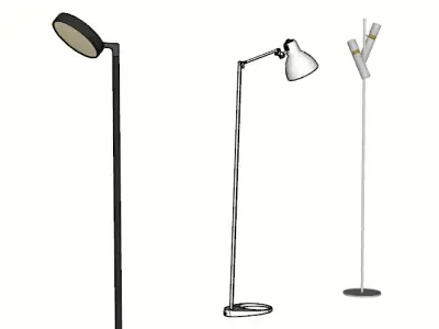 Minimalist Trio Floor Lamps 3D model