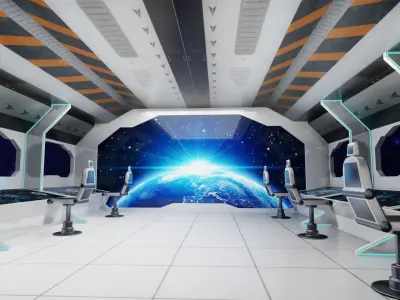 Sci-Fi Interior Station Low-poly 3D model