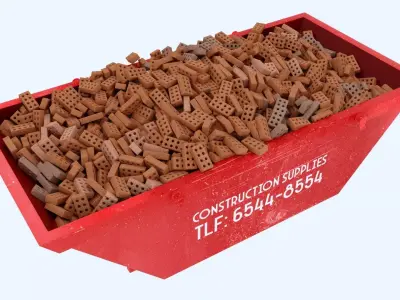 Industrial Container with concrete bricks 2 3D model