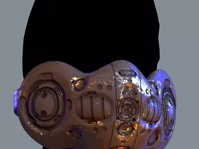 Gas mask helmet 3d model scifi Low-poly  Low-poly 3D model