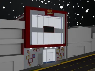 gymnacio building on side of road Free 3D model