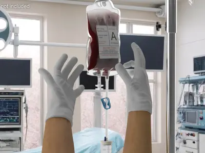  Hands Wearing Medical Gloves White Rigged for Cinema 4D 