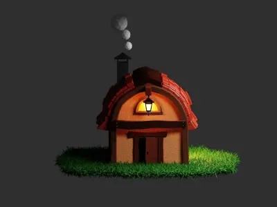 Old cobbler house low poly  3D model