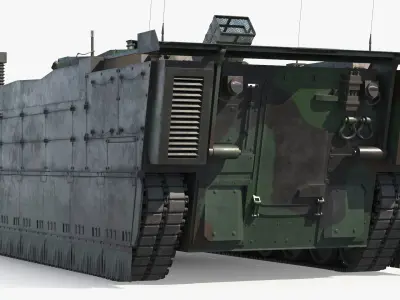  Amphibious Armored Carrier Camouflage Green Rigged for Maya 