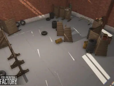 Polygon for paintball - old factory Low-poly 3D model